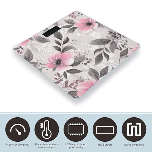 Báscula de baño digital Smart FekiLoot con diseño floral miniatura 3
