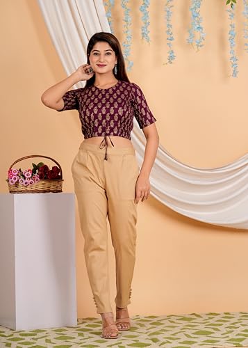 Image of Yash Gallery Women's Cotton Zig-Zag Printed Regular Regular Fit Short Sleeve Blouse