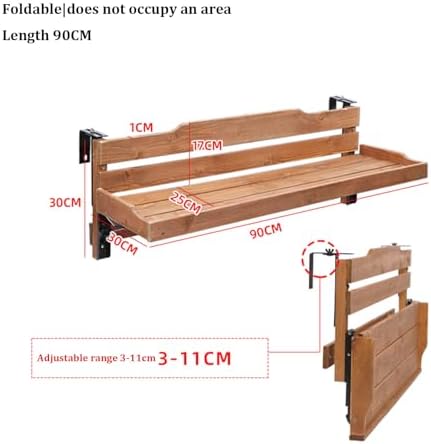 Adjustable Wall-Mounted Balcony Table All-Weather Folding Deck Railing Side Table Space-Saving Outdoor Floating Desk Ideal for Home Office & Small Spaces