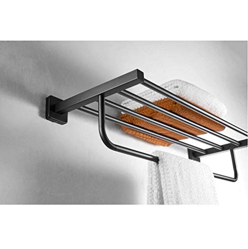 Porte-serviettes noir SUS304 double paroi : séchage ultra rapide sans perçage complexe - 4