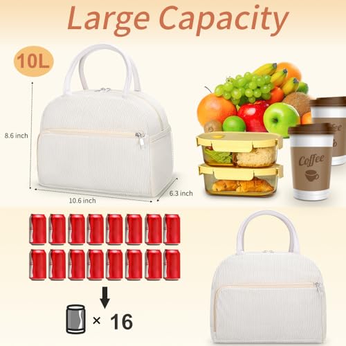 image for Coobiiya Corduroy Lunch Bag Lunch Box for Women Men, Cute LunchBag Lun