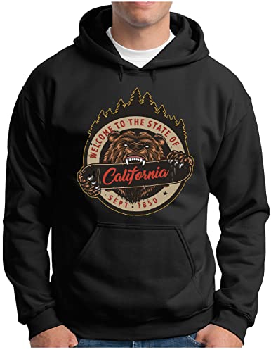 Sweat à capuche Homme OM3 Cali Bear Noir XXXL - Pull Vintage California