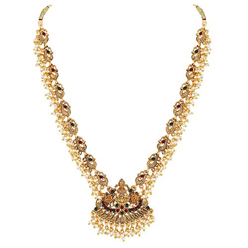 Shining Diva Fashion Latest Stylish Fancy Pearl Choker Traditional Jewellery Set for Women | Temple Necklace Set | Festive Wedding Party Necklace | 22k Gold Plated | Just Like Original Gold Jewellery