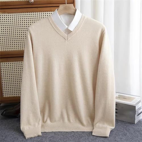 Men's V-Neck Wool Sweater Winter Warm Business Casual Basic Knit Pullover Jumper Top2