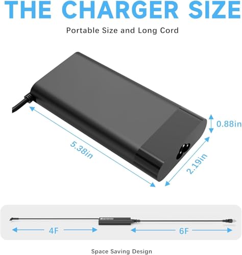 Image of 200W AC Charger Fit for HP Original Omen Pavilion 15 16 17 Victus 15 16 Zbook 15 17 ZBook Fury Create Studio Envy 15 2020 TPN-DA10 Gaming Laptop Power Adapter Supply, Black