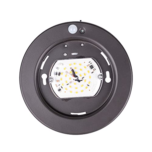 Lit-Path Led Motion Sensor Flush Mount Ceiling Lighting Fixture, Closet Light With Dusk To Dawn, 10.5W, 700 Lumen, 6.2 Inch, Anti-Rust Galvanized Housing, Bronze Finish 3000K 1-Pack #TOP3