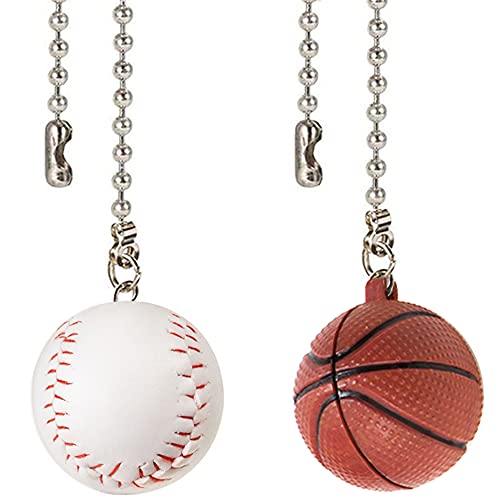 Deckenventilatorkette, dekorative Verlängerung, 30,5 cm, Baseball- und Basketball-Ornamente, Anhänger-Lüfter-Set für Deckenleuchte, Lampe, Lüfterkette (Nickel) Cover