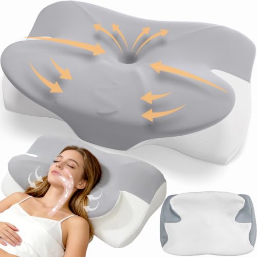READAEER Cuscino ergonomico cervicale, 2 in 1, cuscino in memory
