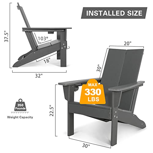 Intoboo Modern Curveback Adirondack Chair, Elegant Double Plate Design Lounge Chairs, Recycable Hdpe Chairs For Outdoor Patio Pool #TOP2