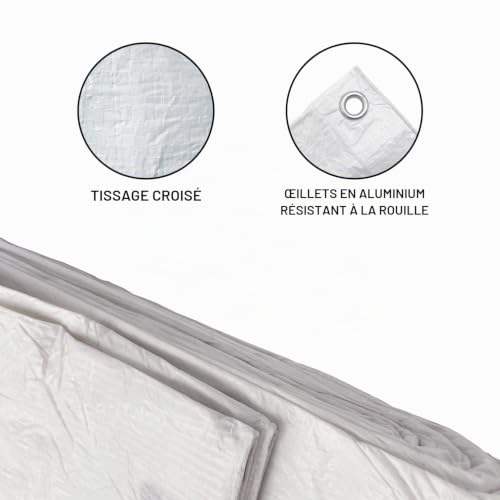 Bâche blanche imperméable 3x5m à œillets multifonction auto - 5