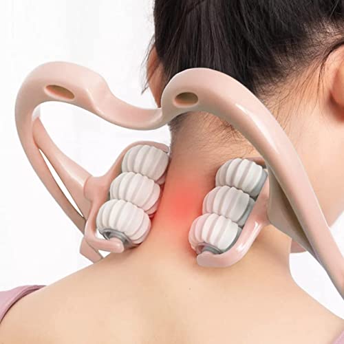 Image of 2 Pcs Acupressure 6 ball roller Neck Massager Trigger Point Roller for Legs Waist Neck & Shoulder Relaxer Pain Relief Handheld Shoulder Leg Calf Thigh & Back Waist Body Massager (Pink)