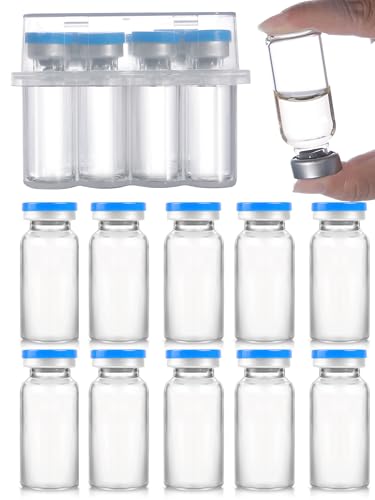 20ml Glass Vials - Self-Healing Injection Port, Sterile Empty Vials with Sealed Cap (10 Pack)