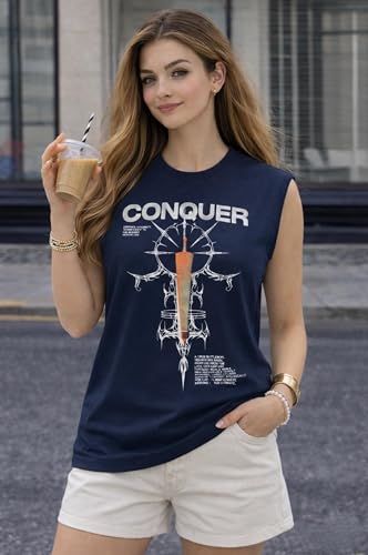 Image of Women's Printed Cotton Sleeveless Vest | Round Neck t-Shirt|Casual Gym Tank Top-M8299