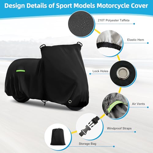Image of Motorcycle Cover Waterproof for Nightster /Nightster Special /Sportster S /Sporster 883 /SuperLow, Heavy Duty Sun UV Rain Dust All Weather Protection Motorbike Cover with Soft Cotton Lining & Lock Hole