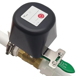 UJV Ufairy WiFi Universal Ball Valve Smart Water Shutoff Manipulator Domotique Controller Compatible with Alexa Google No Hub Required Works 2.4 GHz only, Black, 5.26*4.8*3.7in, (GR-W-105N)