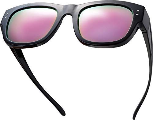 Image of The Fresh High Definition Polarized Wrap Around Shield Sunglasses for Glasses - Leather Eyeglasses Case