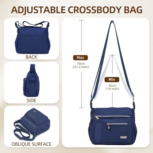 Image of Crossbody Bag for Women, Multi Pockets Waterproof Nylon Shoulder Handbag, Lightweight Crossbody Purse for Ladies