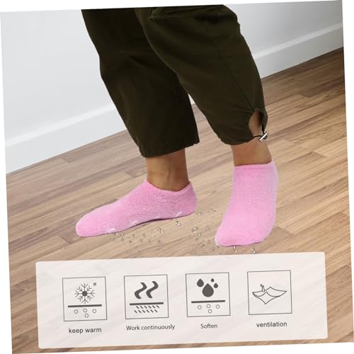 Gel Moisturizing Spa Gloves and Socks Set, 2 Pairs Skin Screen Gloves Winter Moisturizing Socks Set for Dry Feet and Cracked Heel Spa Pink