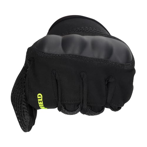 Image of Royal Enfield Aeroflex Riding Gloves | Construction: 100% Polyester Air Mesh, Poly Stretch Fabric & Microsuede | Impact Protection: TPR Knuckle Protectors | Airflow: Airmesh Panels| Black & NEON 2XL