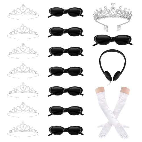 Moikolok Princess Diaries Bachelorette Party Kit Princess Diaries Costume Set Silver Tiaras for Bridesmaids Proposal Gifts (8 Glasses)