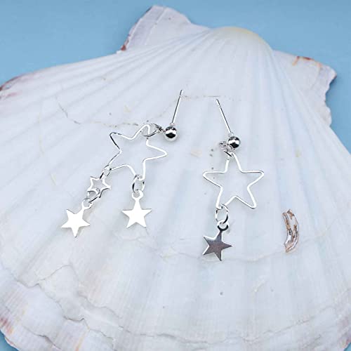 Erimberate Bohemian Star Stud Earrings Vintage Star Drop Earrings Silver Star Dangle Earrings Asymmetrical Earrings Jewelry For Women And Girls (Silver) #TOP5