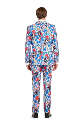 Opposuits Men's Sonic Suit - Sonic The Hedgehog Outfit - Slim Fit - Multicolor - Includes Blazer, Pants and Tie3