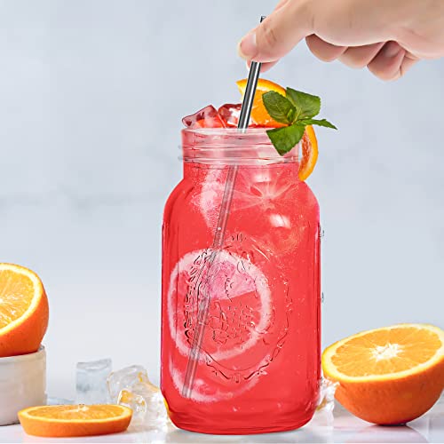 Smoothie Cups, Glass Mason Drinking Jar, 24Oz Smoothie Cups With Lid And Stainless Steel Straw, Regular Mouth Mason Jars, Drinking Mugs, Tea Cup Travel Mug, Ideal For Juice, Milk (Pack Of 2, Clear) #TOP2