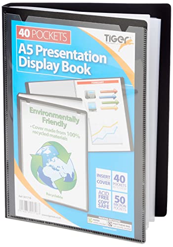 Tiger 301718 40 A5 Pocket Presentation Display Book - Black,Medium