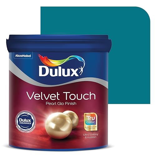 Image of Dulux Velvet Touch Pearl GLO Interior Emulsion Paint (20L, Venetian Turquoise) - Luxurious soft-sheen wall paint, highly durable, washable, rich, intense colors, with 6-year warranty