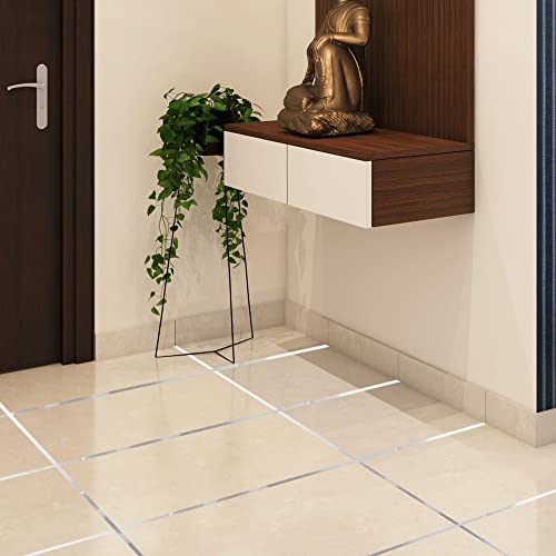 Image of 2Pcs 0.4 Inch x 164 Feet Floor Crevice Line Sticker Foil, Waterproof Tile Foil Tape, Self Adhesive Decorative Sealing Caulk Strip for Living Room, Kitchen, Bathroom (Gold)