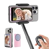 Magnetic Phone Vlog Selfie Monitor High-Definition Screen Bluetooth Remote,Using Phone Back Camera for Selfie Live Stream TikTok, iPhone & Android Compatible, Wireless Connection,Pink