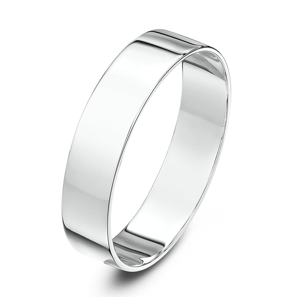 Theia Anillo de Bodas en Platino de 3-5mm, Forma Plana Pesado, Pulido