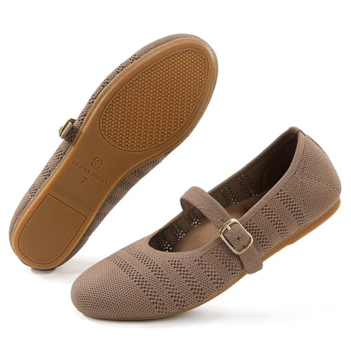 Image of Frank Mully Women's Mary Jane Flats Comfortable Dressy Ballet Flats Casual Round Toe Slip On Washable Knitted Fabric Office Work Woman Shoes