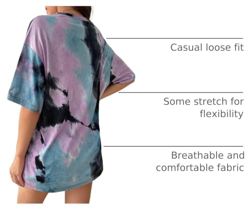 Image of Remidoo Women's Casual Oversized T Shirt Short Sleeve Graphic Tee Letter Tie Dye Shirts
