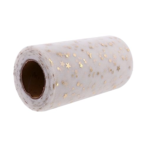 SEWOART 1 Roll Christmas Scarf Stars Tulle Wedding Tulle Fabric Wonderland Party Supplies Silk Tulle Fabric Lace Table Runner Spool Tutu Christmas Ribbon Tulle Decor Beige Polyester