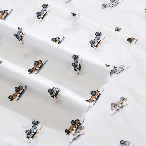 Image of Eddie Bauer - King Sheet Set, Breathable Cotton Percale Bedding Set with Matching Sham(s), Crisp & Cool Bedding Essentials, Oeko-Tex Certified (Out to The Beach Orange, King)