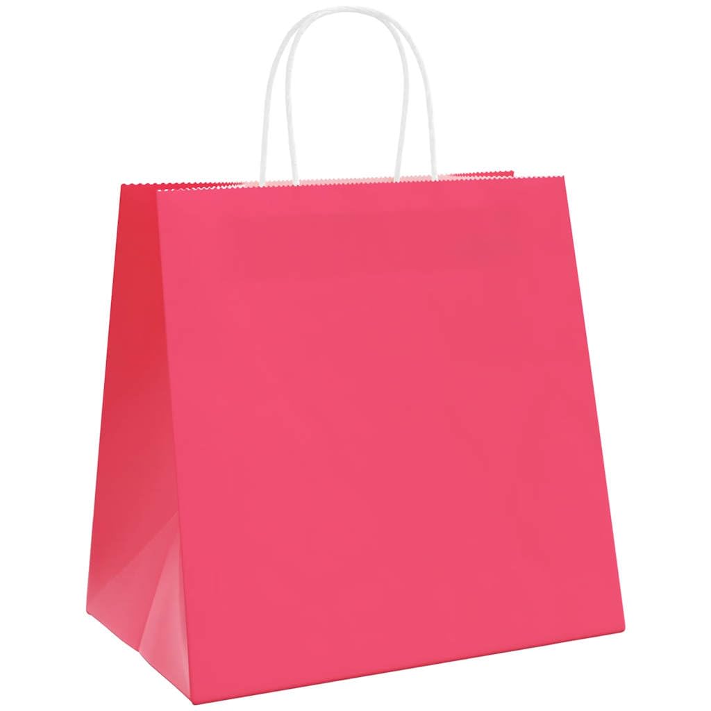 Torby papierowe 250 sztuk z różowymi uchwytami 54x15x49 cm
