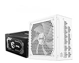 MSI MAG A1000GL PCIE5 White, Fully Modular Compact Gaming 1000W Power Supply, 80+ Gold, ATX 3.1 & PCIe 5.1 Ready, Native Dual-Color 12V-2x6 Cable, Low-Noise, Embossed Jacket Cables, 10 Year Warranty