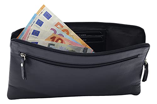 LEAS Banktasche, Geldtasche, Echt-Leder, schwarz Special-Edition
