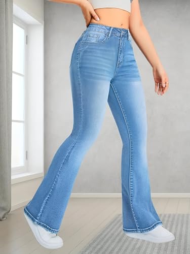 Image of THIRD QUADRANT Women's Wide Leg Fit Mid Rise Jeans || Bootcut Jeans || Wide Leg || Bell Bottom Jean