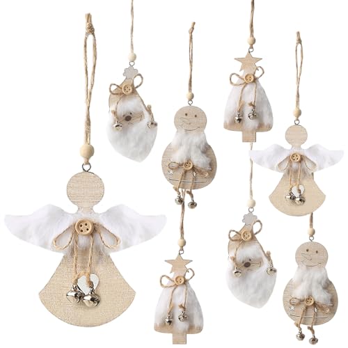 DAHI 8pcs Christbaumschmuck Holz-Anhänger Set - Weihnachtsbaumschmuck...