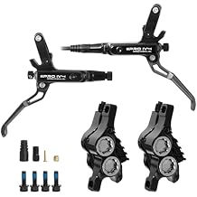 IIIPRO IV4 Upgraded 4-Piston Hydraulic Brake Set, Hydraulic Disc Brake Kit with Ceramic Brake Pads for Mountain Bike/Ebike/Folding Bike/Fat BikeLeft Front 850mm and Right Rear 1550mm