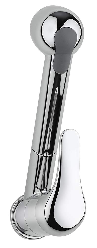 Paini Mitigeur monocommande de cuisine, lavabo, chromé, levier supérieur avec douchette extractible 2 jets et cumulateur, design moderne, entièrement fabriqué et fabriqué en Italie