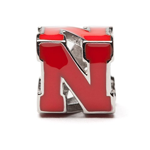 University Of Nebraska Bead Charm | Nebraska Jewelry | Nebraska Cornhuskers N Stainless Steel Charm | Officially Licensed By University Of Nebraska | Fits Most Popular Charm Bracelets #TOP12