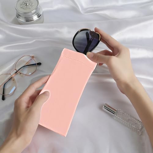 Image of Anikathy 2Pcs Sunglass Eyeglass Glasses Case Soft PU Leather with Cleaning Cloth Portable Glasses Pouch Bag for Men Women