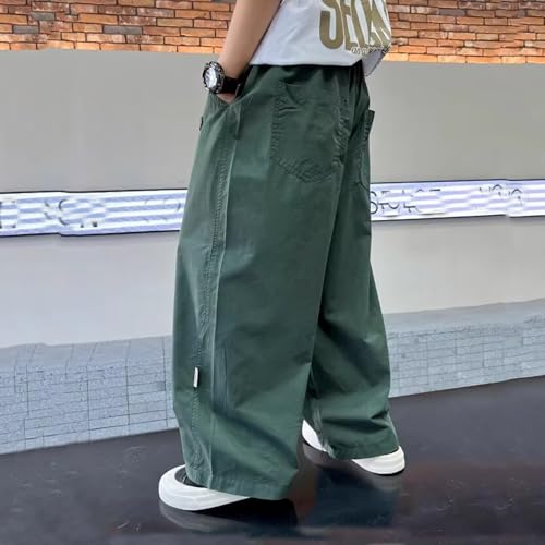 Boys Cargo Pants Casual Straight Leg Workwear Trousers for 4-13 Years Old Kids with Elastic Waist and Pockets4