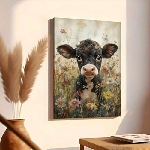 Toile murale vache imprimé animalier tableau déco salon moderne - 2