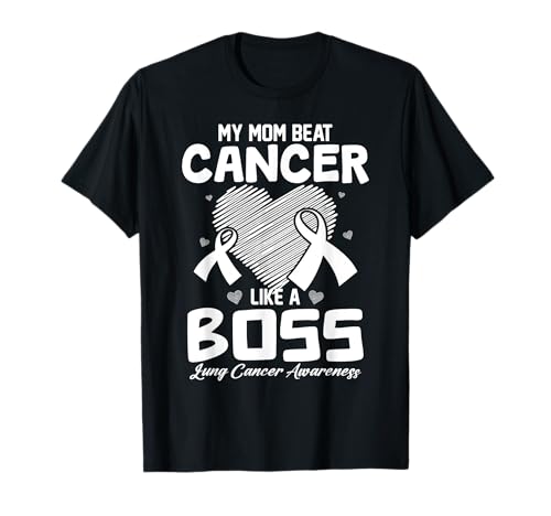 My Mom Beat Breast Cancer Like A Boss Lung Cancer Awareness Camiseta