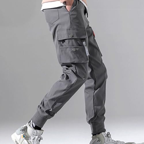 Lu's Chic Men's Casual Cargo Pants Elastic Waist Drawstring Joggers Loose Fit Multi Pockets Tapered Leg Sweatpants2