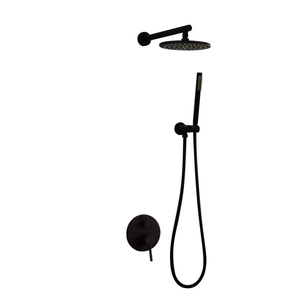 CWCQGH Black Shower Systems,Wall Mounted Bathroom Shower Mixer Rainfall Shower Set Mixer Bathtub Faucet Bath Mixer